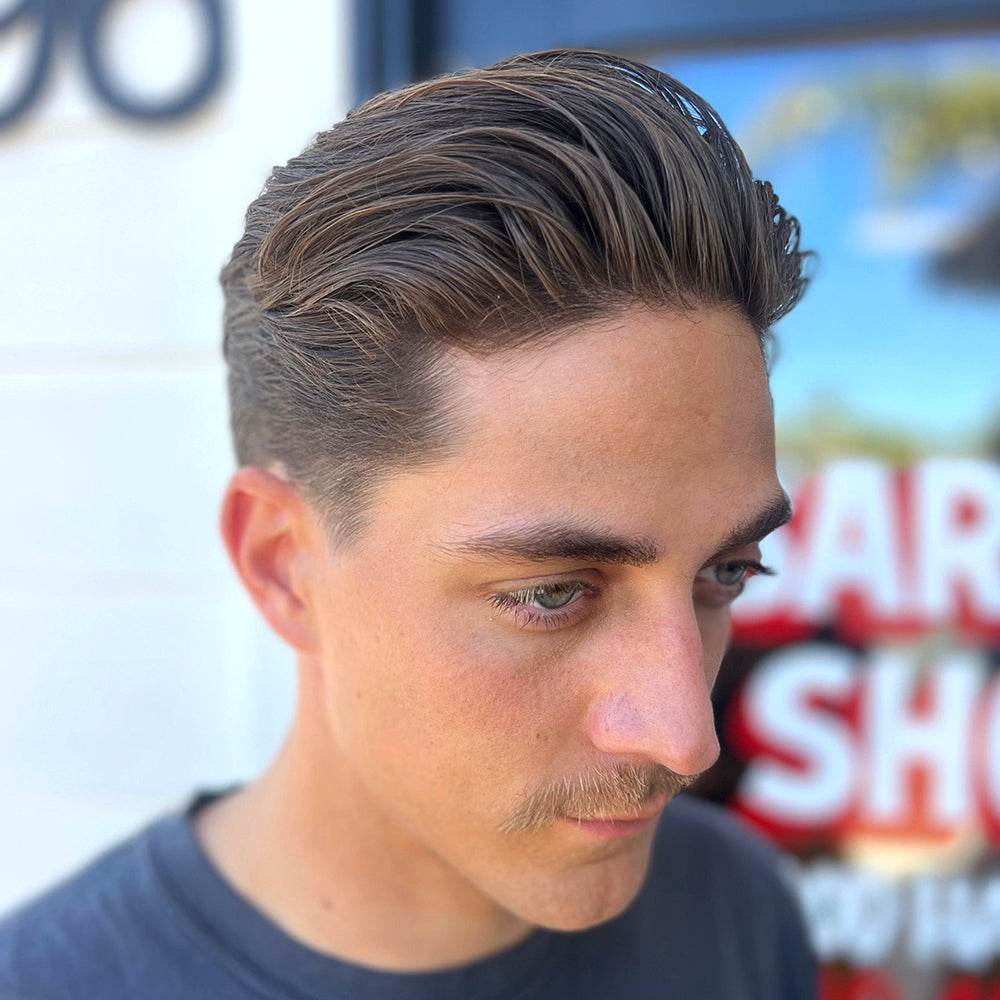 Men with loose classic throwback styled hair