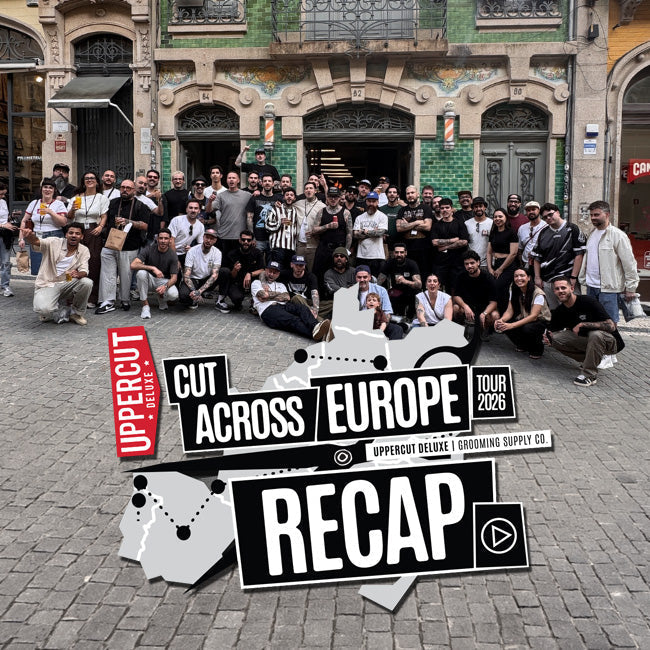 A crowd gather in front of Bigorna Barbershop for the finale of Cut Across Europ Tour